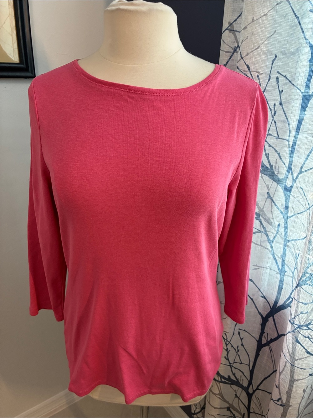 Talbots Pink Boatneck 3/4 Sleeve Top
